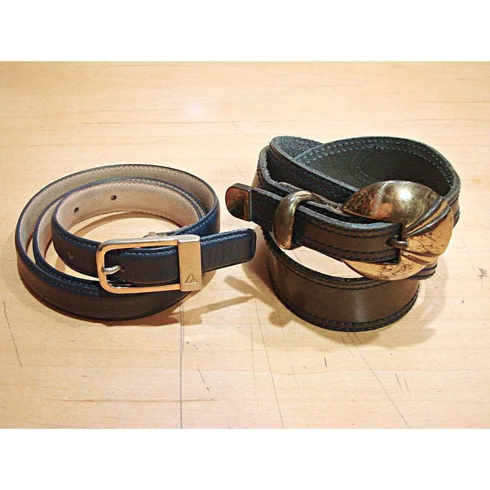 Lot 2 Liz Claiborne Belts Womens Blue Black Leather Dress Work Casual Belts Sz M